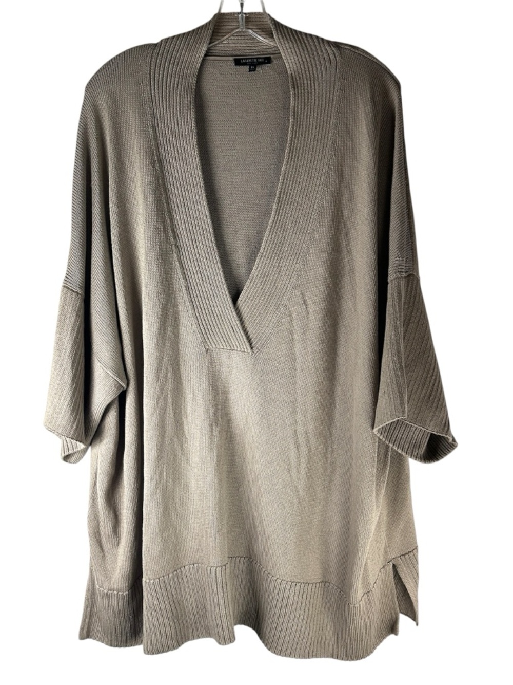Lafayette 148 New York Sweater 2X Cotton Silk Poncho Tunic Oversized lagonlook